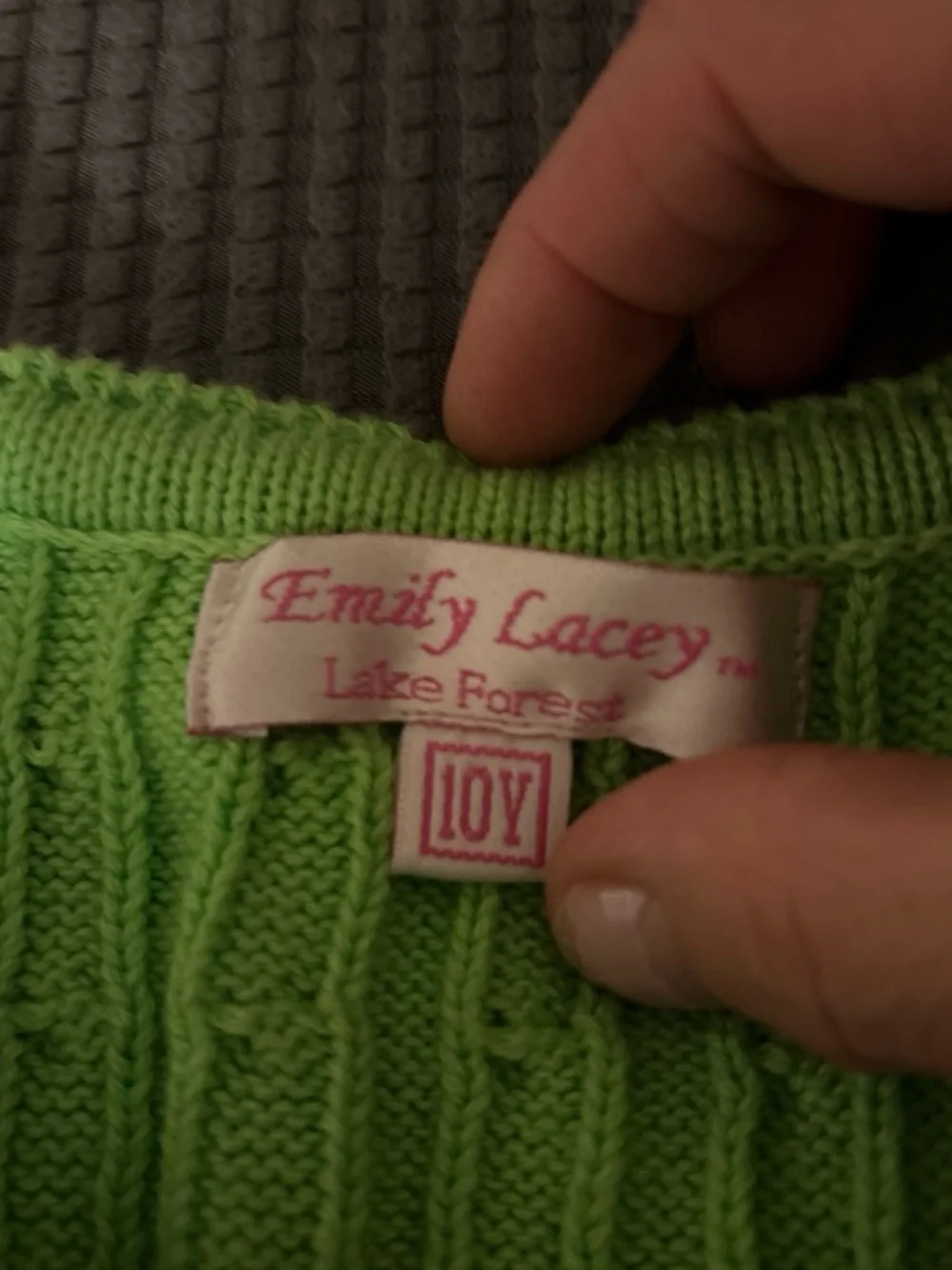 Girls Lime Green Cable-Knit Cardigan with Pink Trim